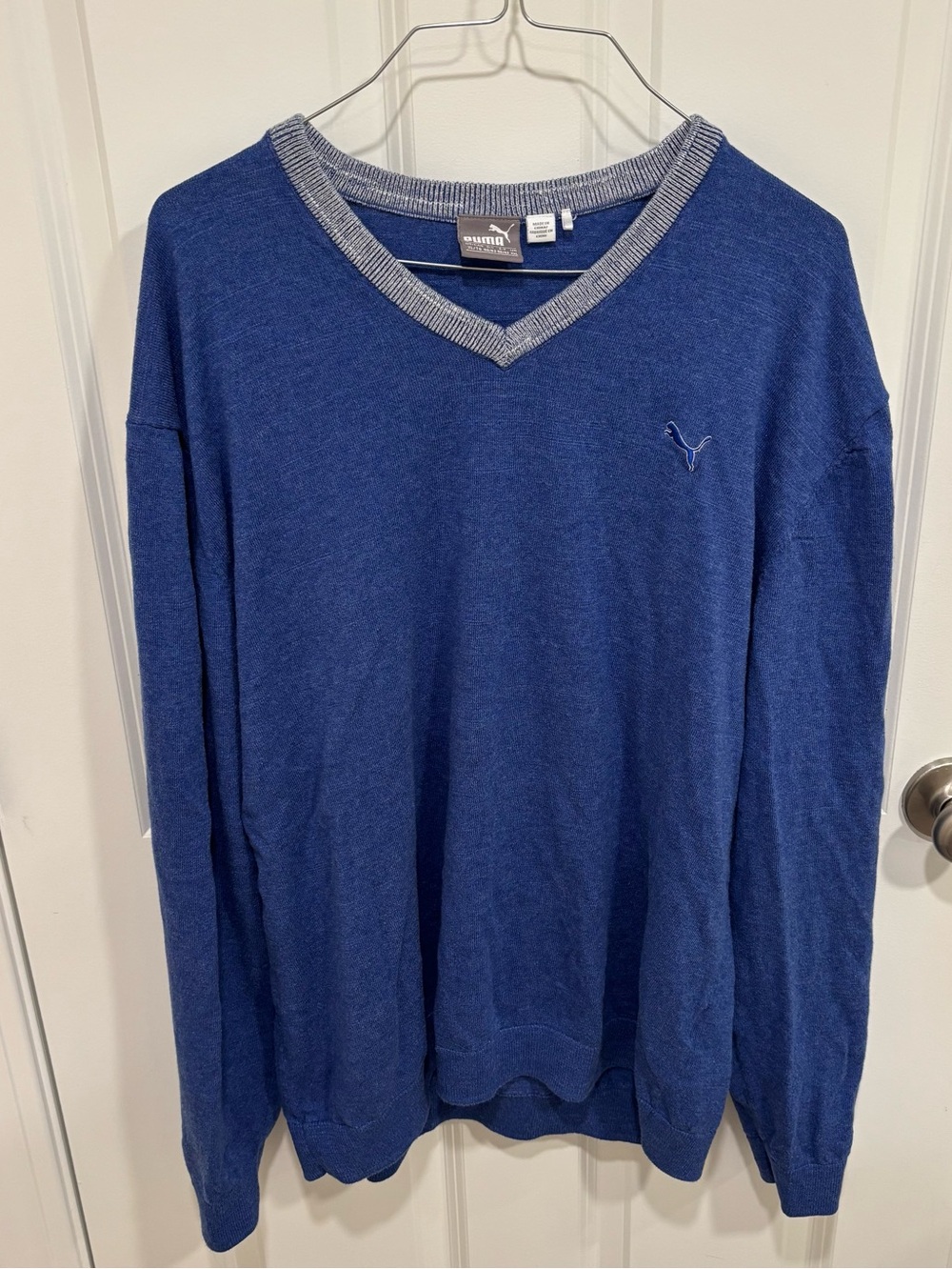 Puma Royal Blue V-Neck Sweater Mens U.S. XL
